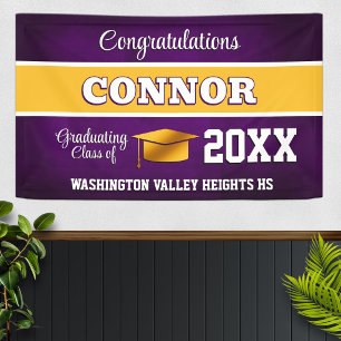 Purple and Yellow Graduation Party Banner
