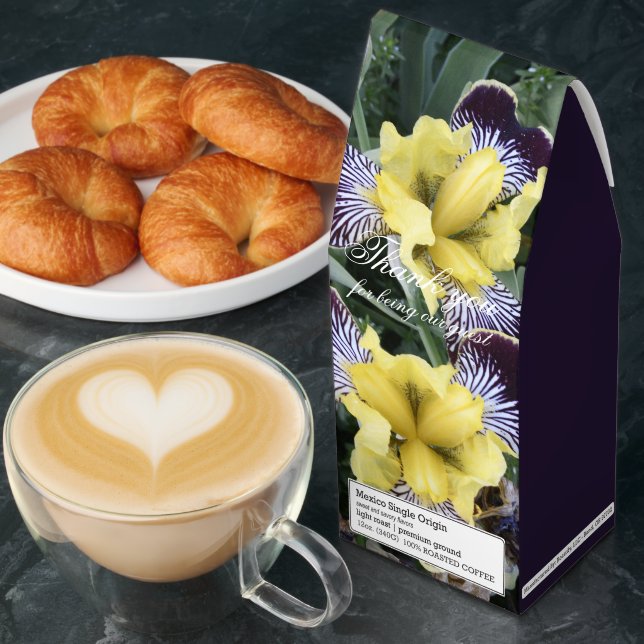 Purple and Yellow Iris Floral Thank You Roasted Coffee (Breakfast)