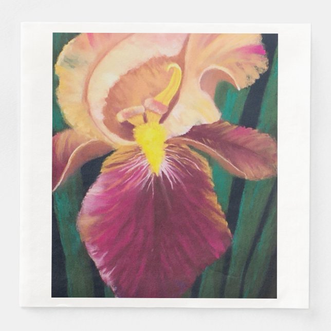 Purple and Yellow Iris Napkin (Front)