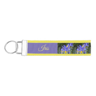 Purple and Yellow Iris *Personalize* Wrist Keychain