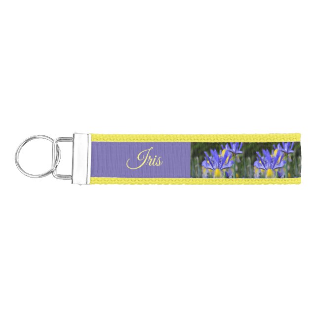 Purple and Yellow Iris *Personalize* Wrist Keychain (Keys on Left)