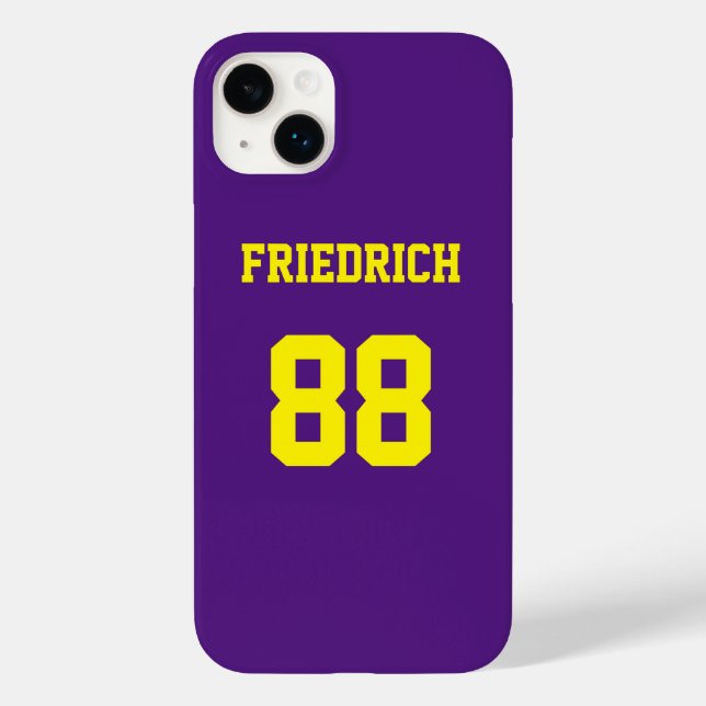Purple and Yellow Jersey Name Number Case-Mate iPhone Case (Back)