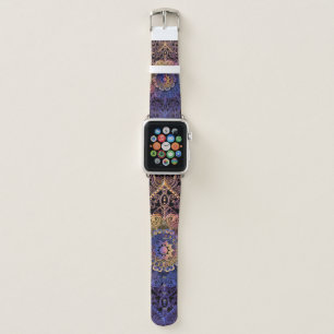 Purple and yellow mandala: hand-drawn design apple watch band