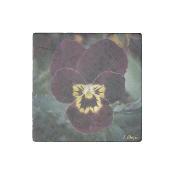 Purple And Yellow Miniature Pansy Stone Magnet by FindingTheSilverSun at Zazzle