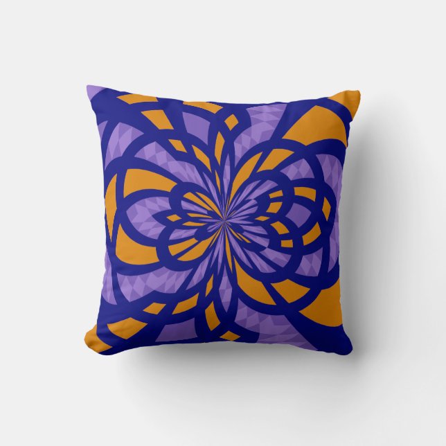Purple and Yellow Mosaic Abstract Art Throw Pillow (Front)