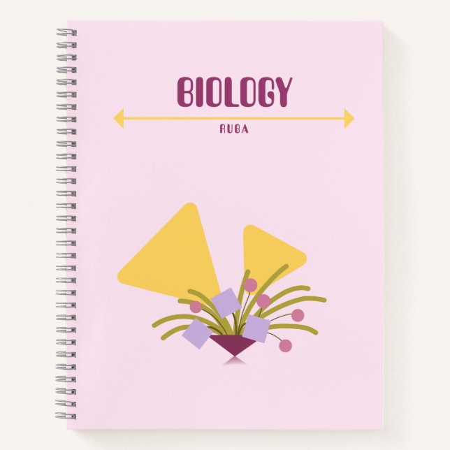 Purple and yellow Notebook with geometric flowers  (Front)
