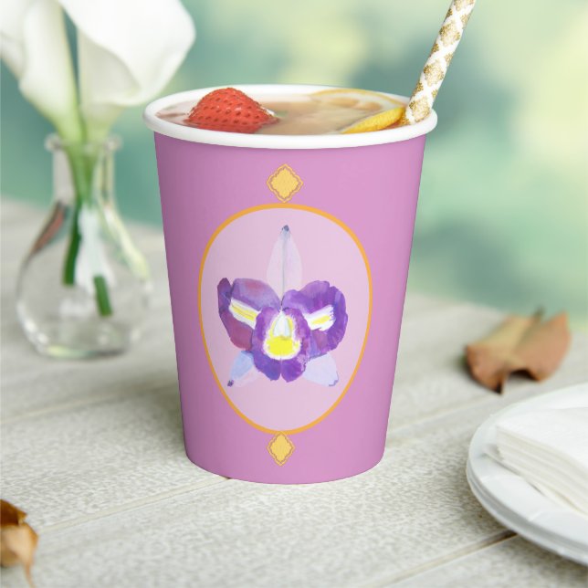 Purple and Yellow Orchid  Paper Cups (Insitu)