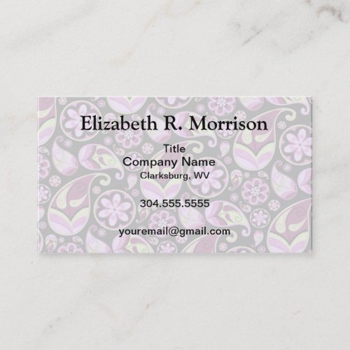 Purple and Yellow Paisley Business Card Template