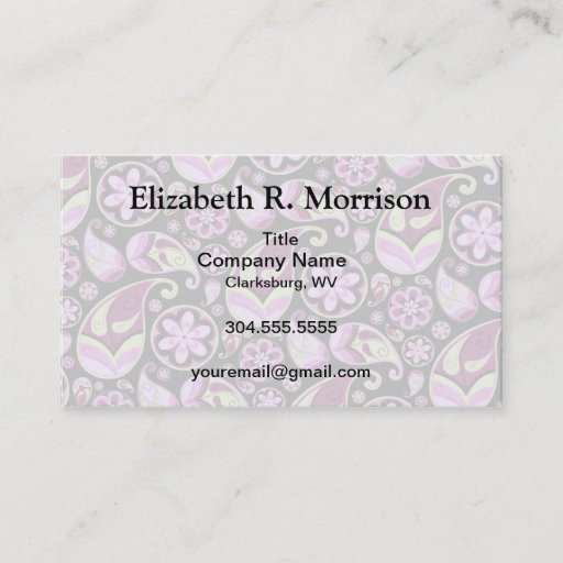 Customizable Purple and Yellow Paisley Business Card Template