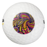 Purple and yellow paisley golf balls