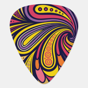 Purple and yellow paisley guitar pick