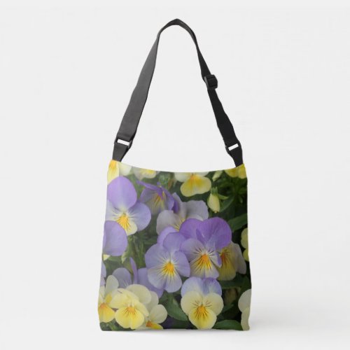 Purple and Yellow Pansies Personalized Crossbody Bag