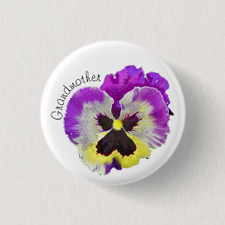 Purple and yellow pansy custom button