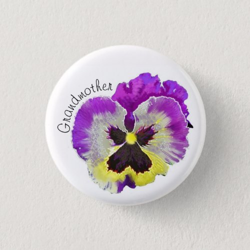 Purple and yellow pansy custom  button