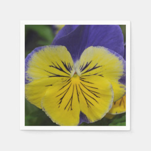 Purple and yellow pansy flower napkins