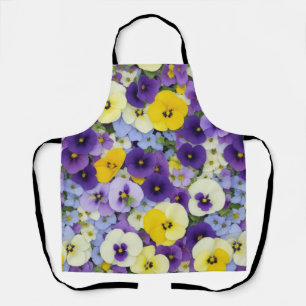 Purple and Yellow Pansy Flowers Apron