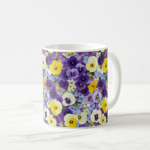 Purple and Yellow Pansy Flowers Coffee Mug