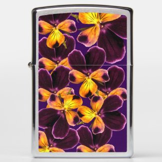 Purple and Yellow Pansy Flowers Zippo Lighter