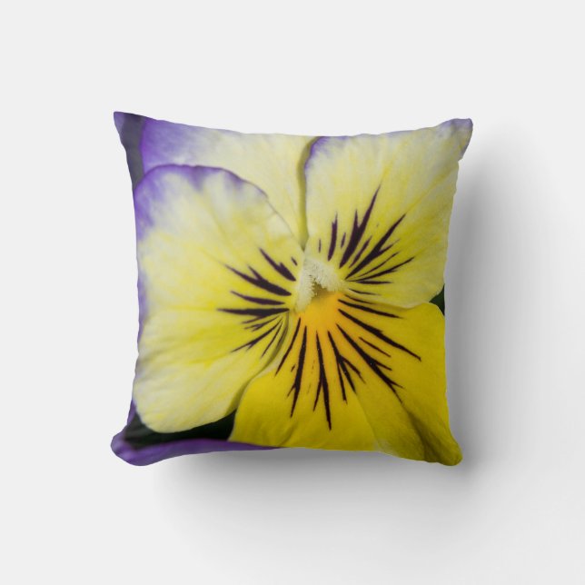 Purple and Yellow Pansy Throw Pillow (Front)