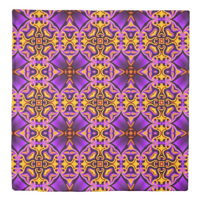 Purple and Yellow Patterned Duvet Cover (Front)