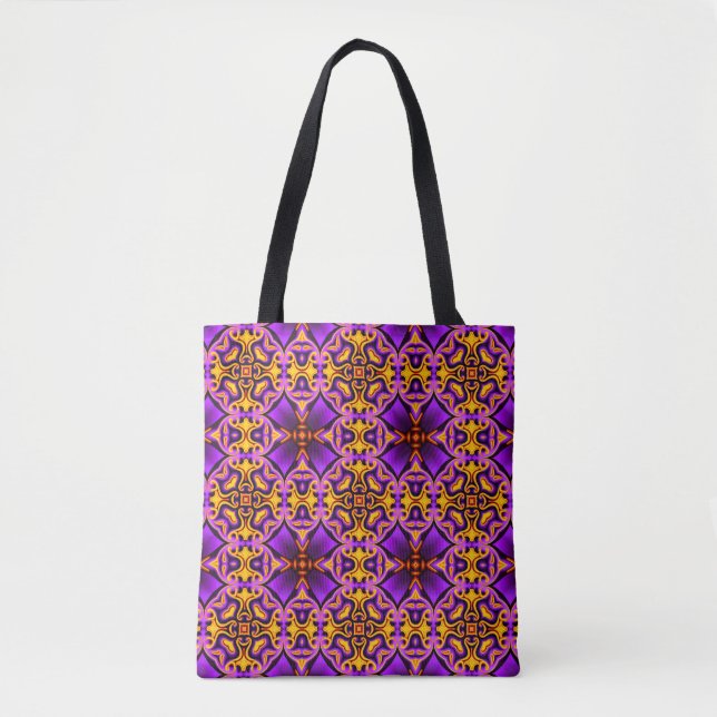 Purple and Yellow Patterned Tote (Front)