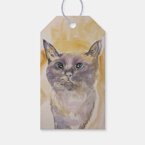 Purple and yellow Pretty kitty gift tag 