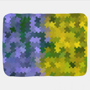 Purple and Yellow Puzzle Pattern Baby Blanket