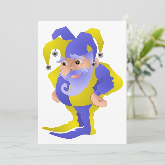 Purple and Yellow Renaissance Jester with Beard Invitation (Creator Uploaded)