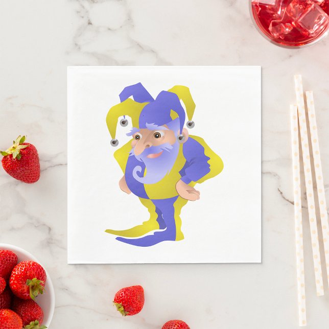 Purple and Yellow Renaissance Jester with Beard Napkins (Creator Uploaded)