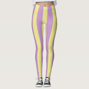 Purple and yellow striped pattern leggings