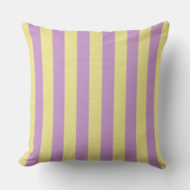 Purple and yellow striped pattern throw pillow (Front)