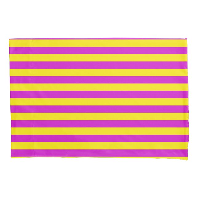 Purple and Yellow Stripes Design Pillow Case (Front)