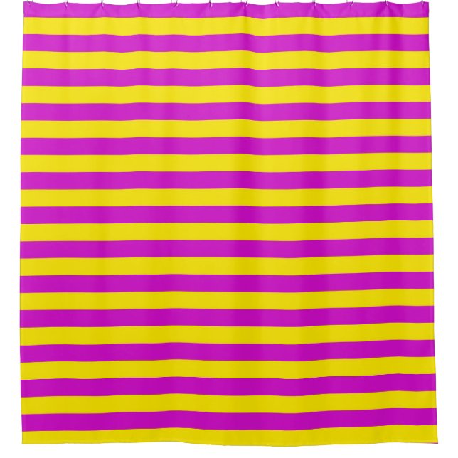 Purple and Yellow Stripes Design Shower Curtain (Front)