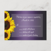 Purple and Yellow Sunflower Wedding RSVP