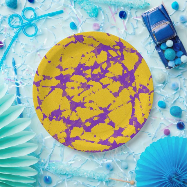 Purple and Yellow Tie Dye Paper Plates (Party)