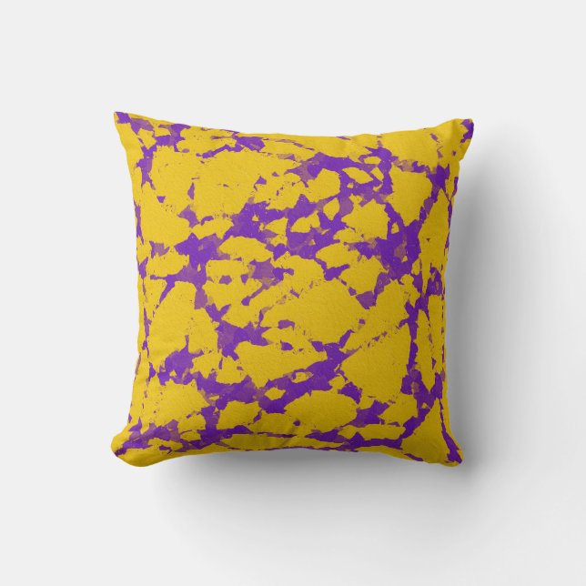 Purple and Yellow Tie Dye Throw Pillow (Front)