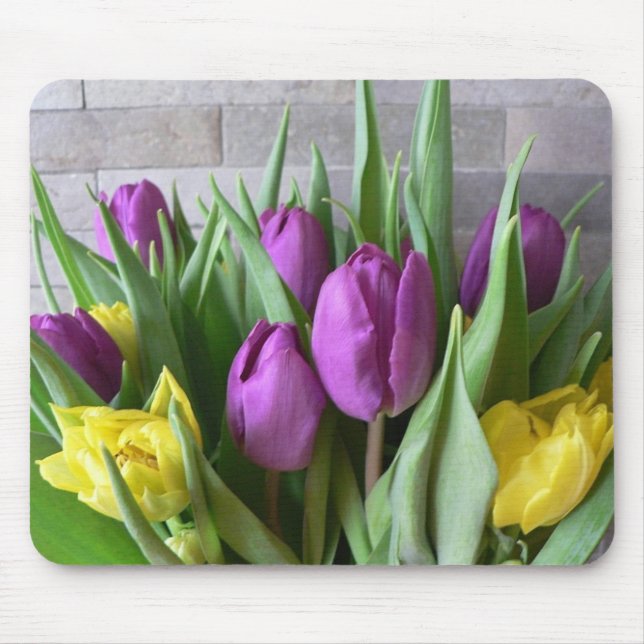 Purple And Yellow Tulips Mouse Pad (Front)
