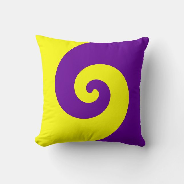 Purple and Yellow Twirl Throw Pillow (Front)