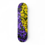 Purple and Yellow Violas Bright Colorful Floral Skateboard