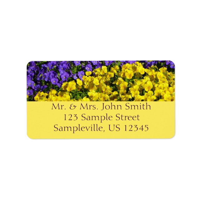 Purple and Yellow Violas Colorful Floral Label (Front)