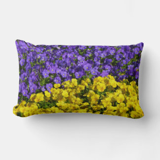 Purple and Yellow Violas Colorful Floral Lumbar Pillow