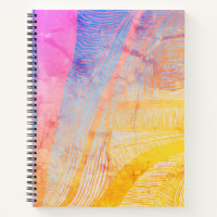 Purple and Yellow Wave Spiral Notebook