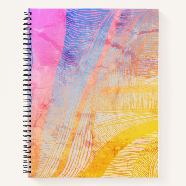 Purple and Yellow Wave Spiral Notebook (Front)