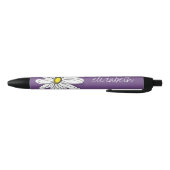 Purple and Yellow Whimsical Daisy Custom Text Black Ink Pen (Bottom)