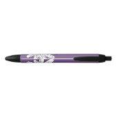 Purple and Yellow Whimsical Daisy Custom Text Black Ink Pen (Back)