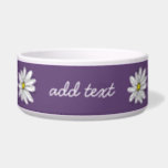 Purple and Yellow Whimsical Daisy Custom Text Bowl<br><div class="desc">A zen and whimsical,  hipster piece of art. You can add a name,  monogram or other custom text. If you need to move the art around,  click on the customize button to make changes.</div>
