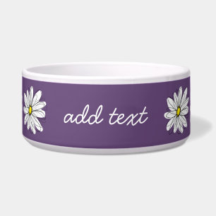Purple and Yellow Whimsical Daisy Custom Text Bowl