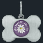 Purple and Yellow Whimsical Daisy Custom Text Pet Name Tag<br><div class="desc">A zen and whimsical,  hipster piece of art. You can add a name,  monogram or other custom text. If you need to move the art around,  click on the customize button to make changes.</div>