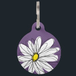 Purple and Yellow Whimsical Daisy Custom Text Pet Tag<br><div class="desc">A zen and whimsical,  hipster piece of art. You can add a name,  monogram or other custom text. If you need to move the art around,  click on the customize button to make changes.</div>