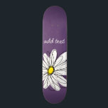Purple and Yellow Whimsical Daisy Script Text Skateboard Deck<br><div class="desc">A zen and whimsical,  hipster piece of art. You can add a name,  monogram or other custom text. If you need to move the art around,  click on the customize button to make changes.</div>